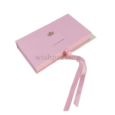 Satin Ribbon bowknot flocking fabric sponge eva tray insert luxury makeup syringe instant wrinkle eraser cardboard package box