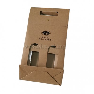 Eco recyclable window carrying paper bag for wine