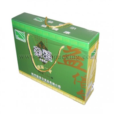 Customized with own logo High ECT handle food package box corrugated carton